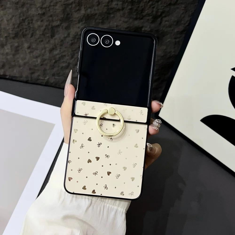 Glitter Love Heart Star Phone Case with Ring Buckle Bracket and Hinge Protection