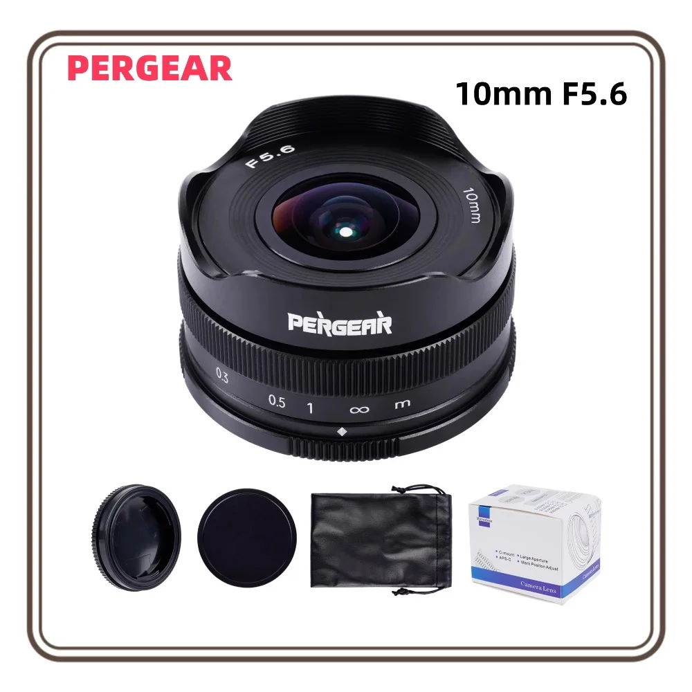 PERGEAR 10mm F5.6フィッシュアイレンズ Eマウント Pergear 10mm F5.6 Pancake Fisheye Lens for APS-C Fuji, M4/3