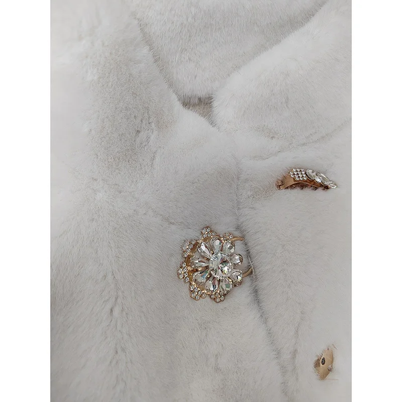 2023 Autumn Winter New High-end  Women's Mid Length Standing Collar Reverse Color Plush Mink Velvet Imitation Fur Jacket Coat