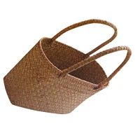 Seaweeds Woven Basket Bag Durable Laundry Basket Market Bag for Outing Picnic Clothes Storage 6