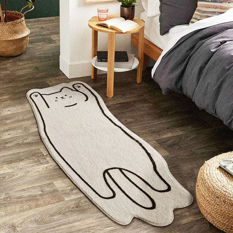 

Nordic Cat Rug for Bedroom, Non-slip Bedside Area Rug, Cute Soft Floor Mat for Living Room, Table Decor