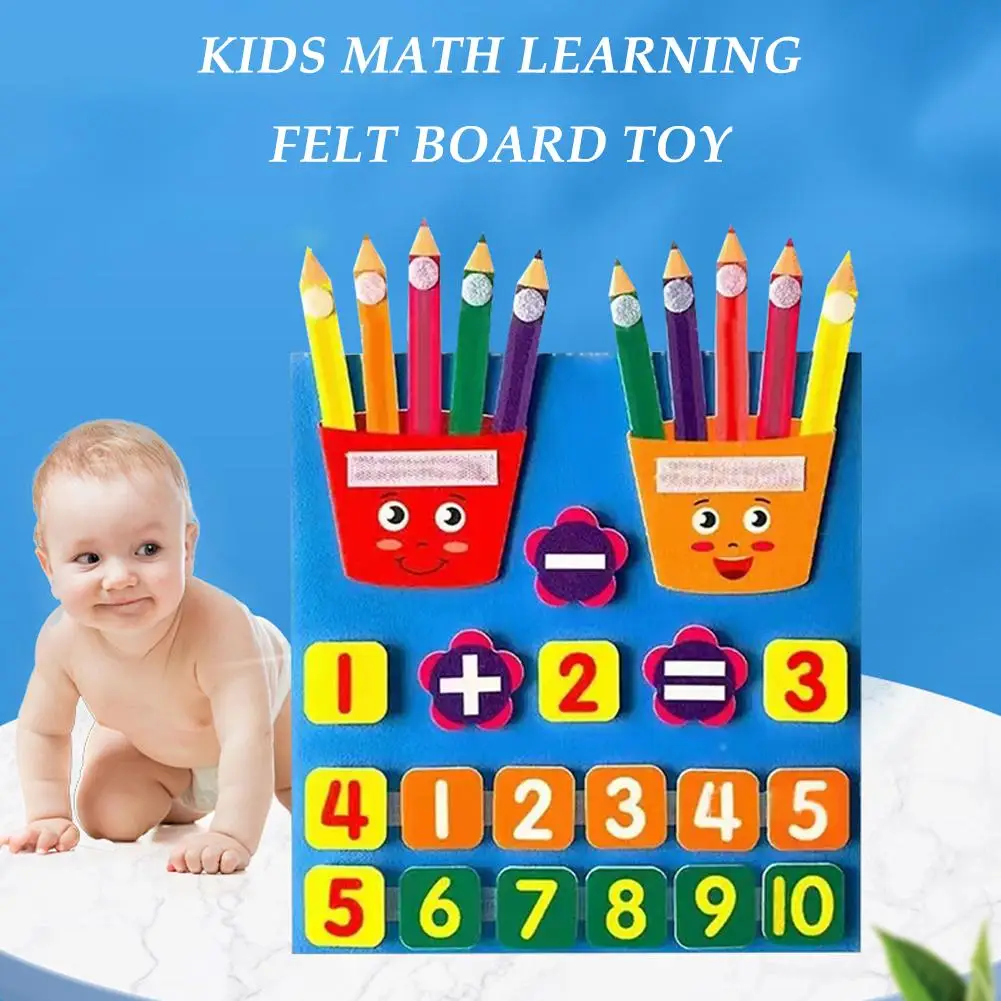 Felt Montessori Math Toy Children Pen Counting Busy Educational Board Early and Toys Kids 32*30cm Addition Subtraction N8W6