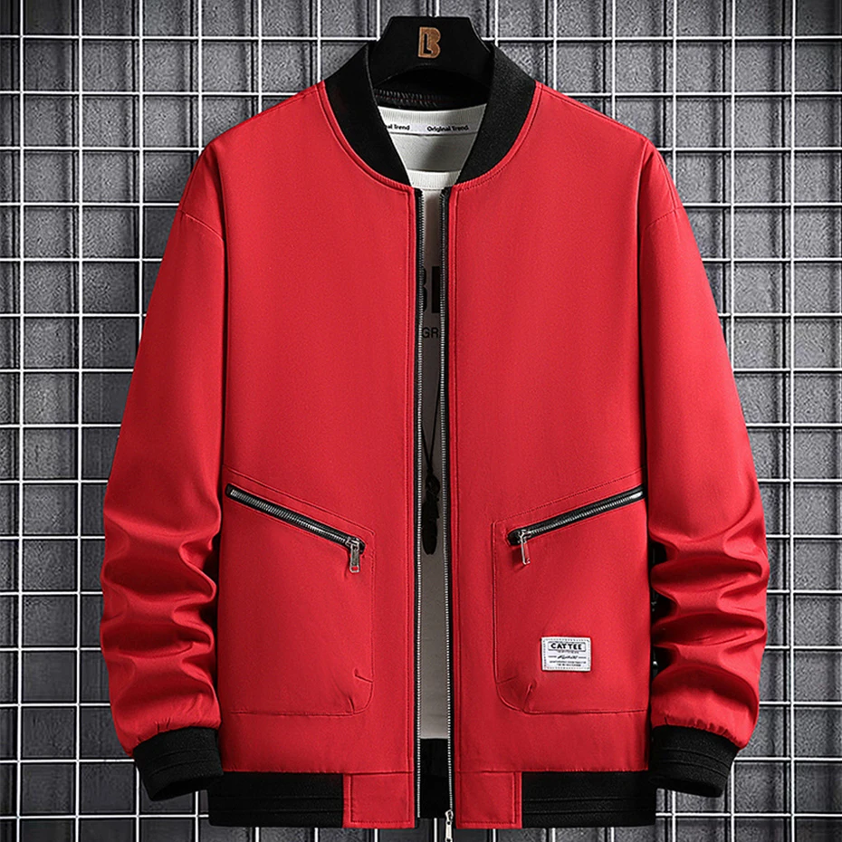 2023 New Spring Jackets Men Baseball Jacket Fashion Casual Coat Jacket Plus Size 6XL 8XL Outdoor Outerwear Solid Color 4