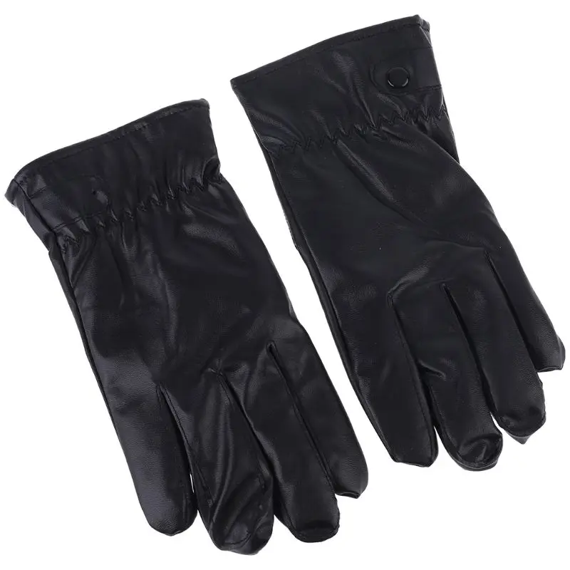 

Mens Faux Leather Winter Gloves Warm Lined Thicken Ruched Wrist Hand Warmer Soft Drop Shipping