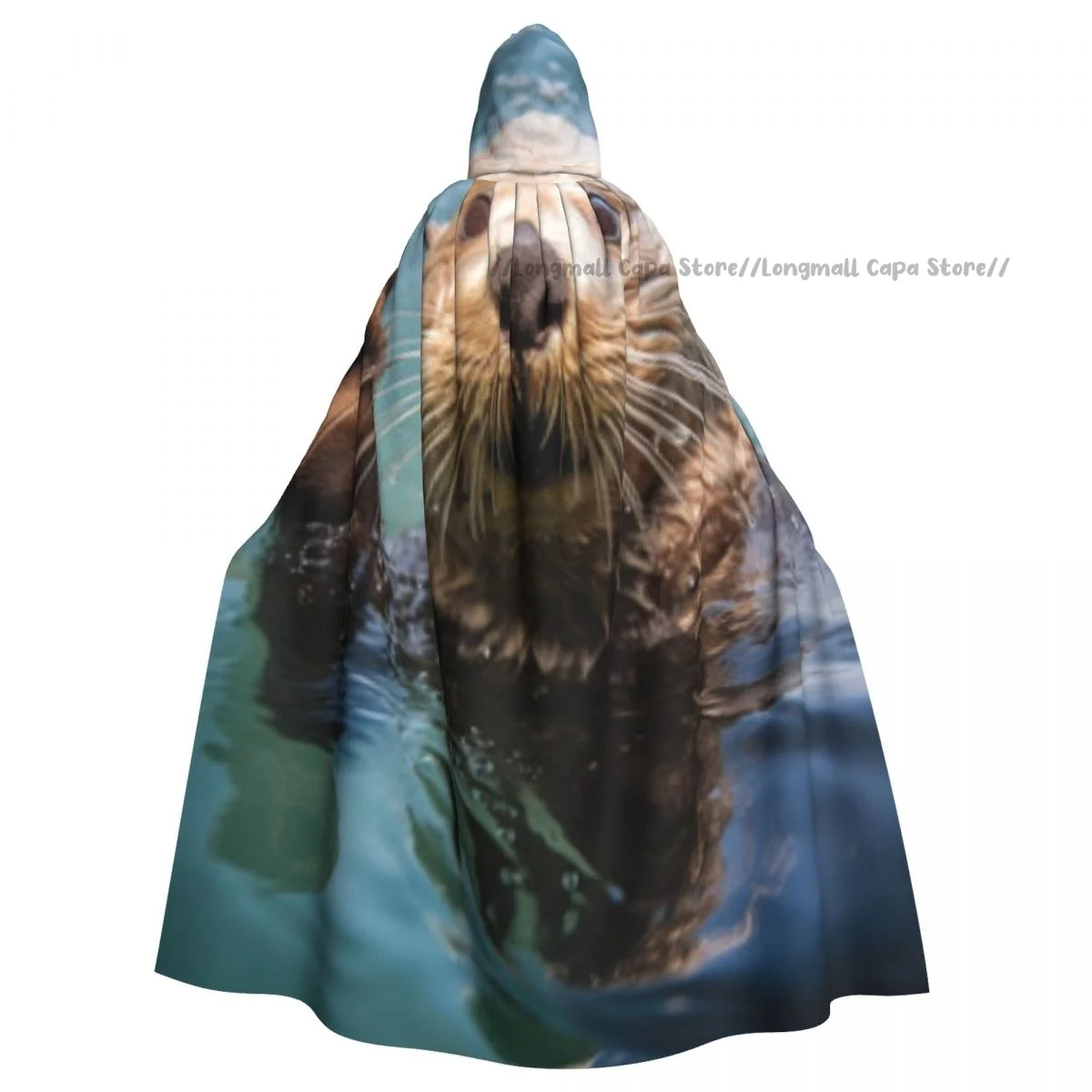 

Cosplay Medieval Costumes Sea Otter Swimming In Water Hooded Cloak Capes Long Robes Jackets Coat Carnival