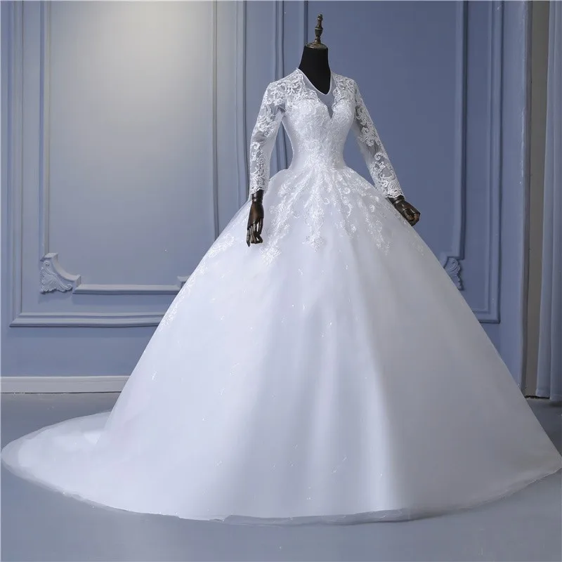 Ivory Full Sleeve Wedding Dresses Lace 