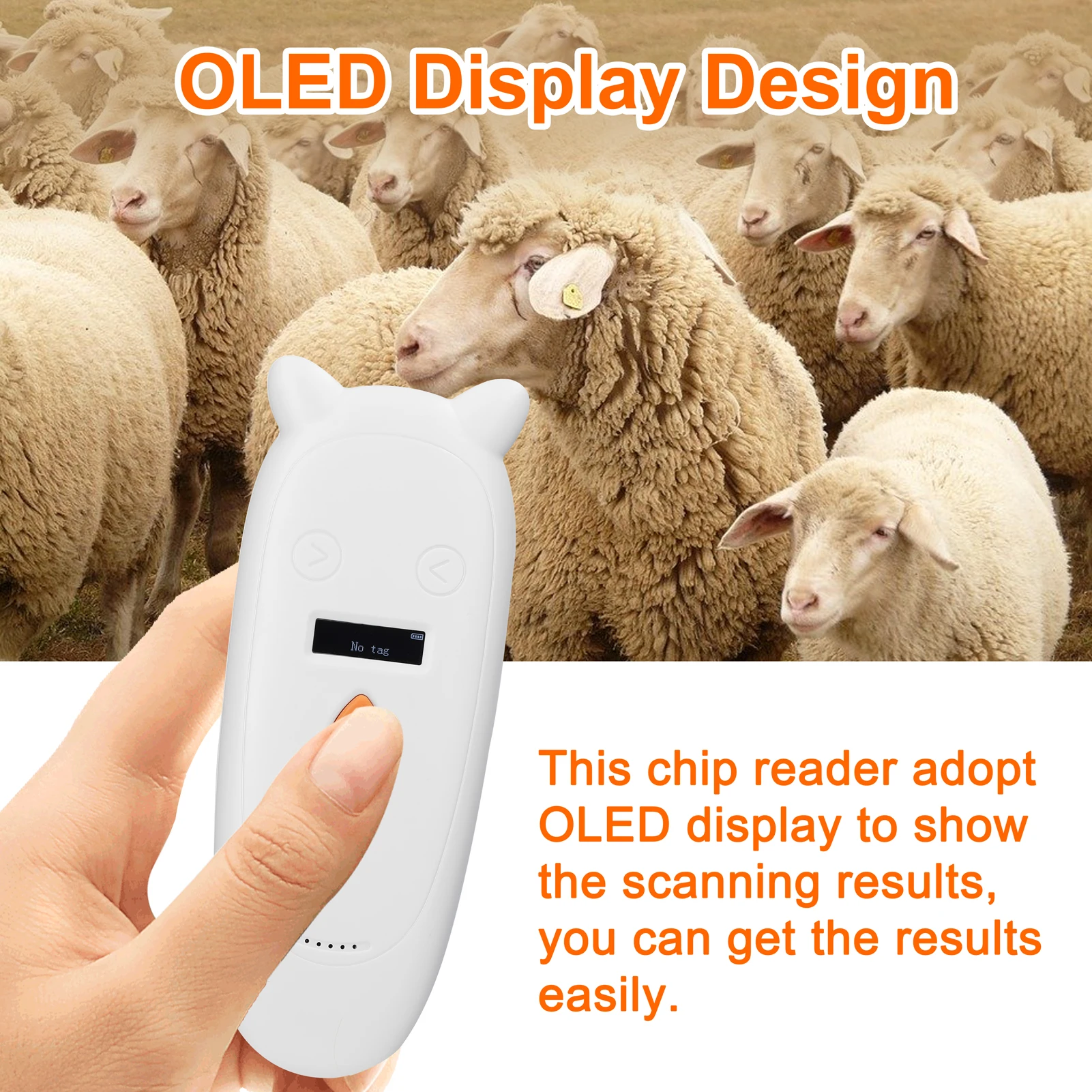 Handheld-Portable-Animal-Chip-Scanner-Animal-Tags-Scanner-Animal-Chip-Card-Reader-OLED-Display-134-2.jpg Kézi Hordozható Állati Chip -Szkenner Állati Címkék Szkenner Animal Chip Card Reader Oled Kijelző 134,2/125 Khz Animal Id Olvasó - Image 1