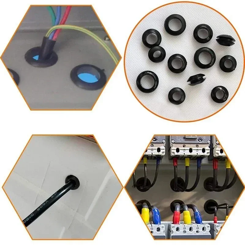 Rubber Seal Ring Oil Sealing Grommet Gasket 3/5/6/8/10/12/16/20mm 200pcs for Protect Wire Cable Hole Protection Ring Shim Washer rubber grommets ring rubber seal ring