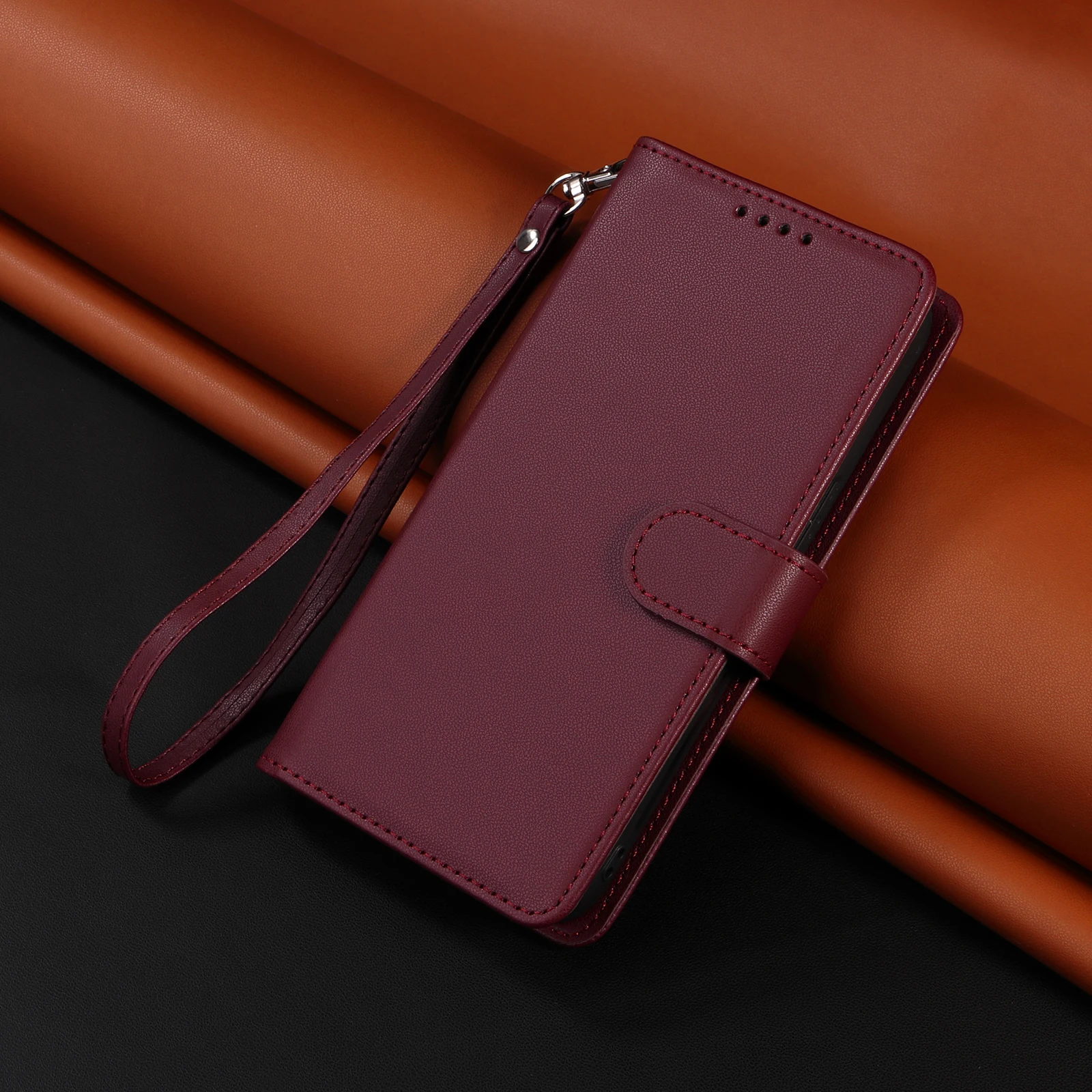 Dual Function Magnetic Leather Wallet Case with Removable Card Slots and Flip Book Cover