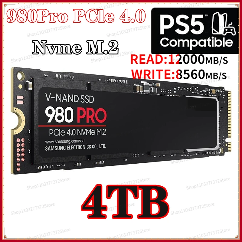 

Original 4TB 980Pro Nvme M.2 2280 PCIe4.0X4 2TB 1TB built-in solid state drive HD high speed suitable for Ps5 desktop/laptop/Mac