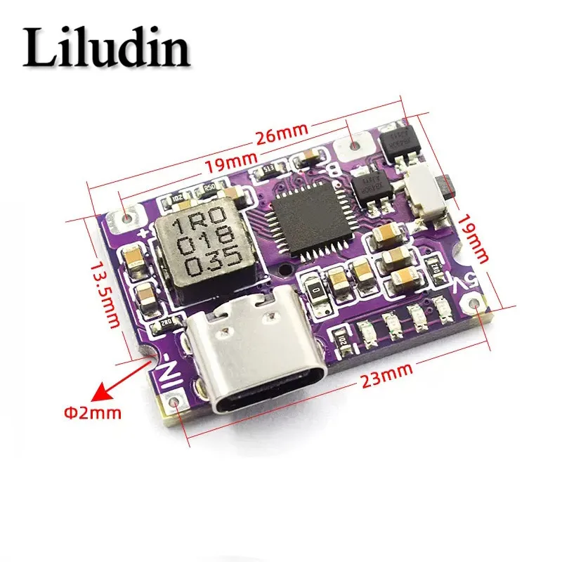 Type-C USB 5V 3.1A Boost Converter modulo di alimentazione Step-Up IP5310 accessori per Power Bank mobili con interruttore indicatore LED Type-C U - immagine 5