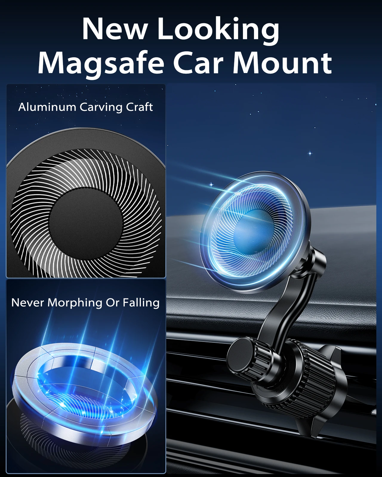 Eary Magnetic Car Phone Holder Mount Super Stable Air Vent Magsafe Cell Phone Stand Metal Hook Clip With 360° Rotation 2025
