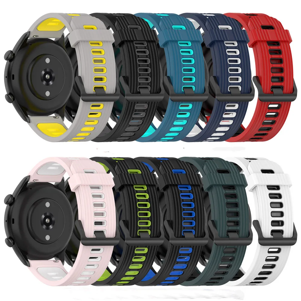 

22mm Universal Dual Color Strap Rubber Band 5.5-8.7" For Amazfit GTR3 GTR3 PRO GTR2 / Haylou RT2 LS10/ RS4 LS12/ GST LS09B