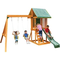 Wooden Swing Set pre-treated with a water-based stain that includes UV and mold protection to hold up against the elements 1