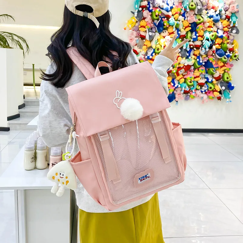 Women Cute Backpacks ITA Bag With Cat Bagging Back Packs Paws School Bag For Teenager Girls Transparent Bookbag Clear Itabag sac