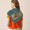 New Silk Scarf Women Pheasant Print Square Scarves Head Echarpes Silk Foulards Femme Wraps Beach Shawls Bandana Lady Hijabs 90CM 4
