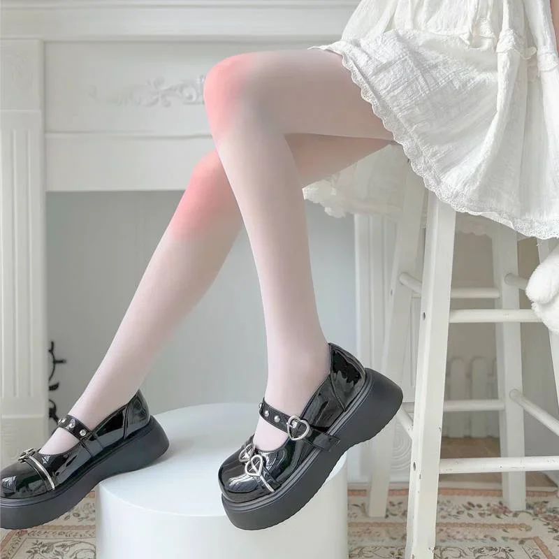 Girls Ultra-thin White Carmine Pantyhose Anti-hook Silk Cosplay Knee Blush Stockings Japanese Lolita Tights Pure Desire Hosiery