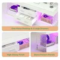 Modern 60 Inch TV Stand for 65/60/55+ TV, High Gloss White Entertainment Center with 2 Drawers & LED Lights for Living Room 3