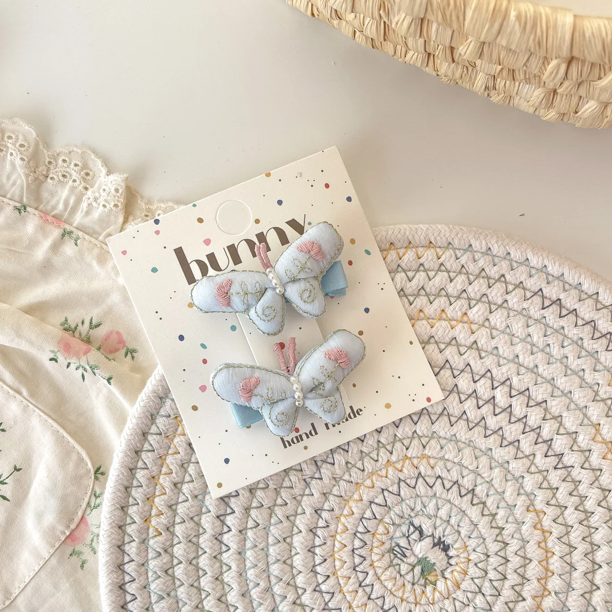 2pcs/lot Kawaii Kids Butterfly Hair Clips Handmade Embroidery for Baby Girls Sweet Hairpins Barrettes Hairgrips Pink Accessories