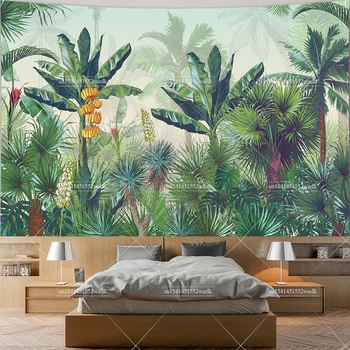 Jungle Tapestry สําหรับห้องนอนแขวนผนัง Tapestries Tropical Palms Tapestries Spiritual Aesthetic Home Decor 3D วอลเปเปอร์ 1