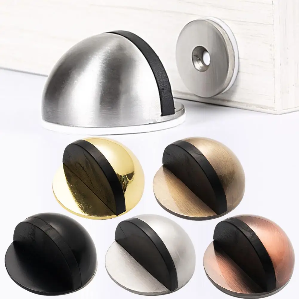 

Door Stop Plain Color Nice Cushioning Effect Practical Punch-free Door Stopper Stainless Steel Door Bumper for Hotel