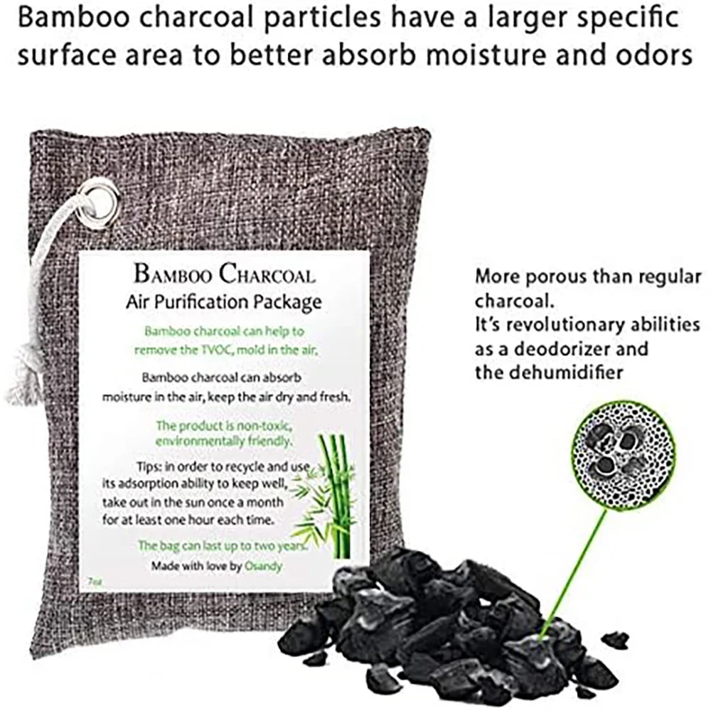 1PC Bamboo Charcoal Air Purifying Bag 200g Natural Air Freshener Bags Natural Bamboo Charcoal Purification Bag bamboo charcoal air purifier activated charcoal odor absorber bamboo charcoal odor absorber