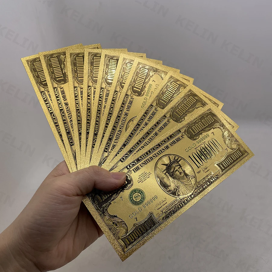 American Bill Dollar 24k Gold Note Fake Money 1 Million For Collection Statue of Liberty Souvenir Ticket Cards