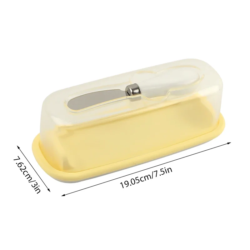 Butter Dish with Lid and Knife, Square Cheese Storage Box, Butter Keeper, Container Holds for Countertop, Tray