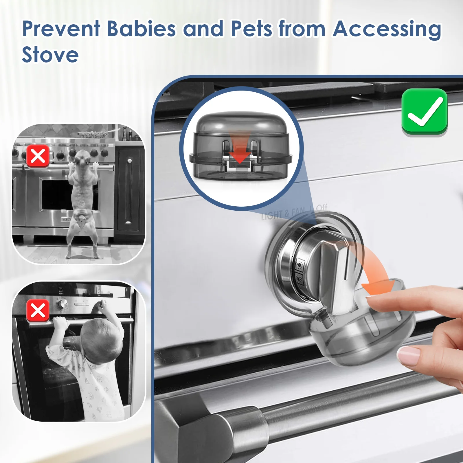 Gas Stove Knob Cover 6PCS Child Safety Plastic Kitchen Guards Gas Oven Lock Protectors Anti-dirty Non-slip Baby Safety Lock