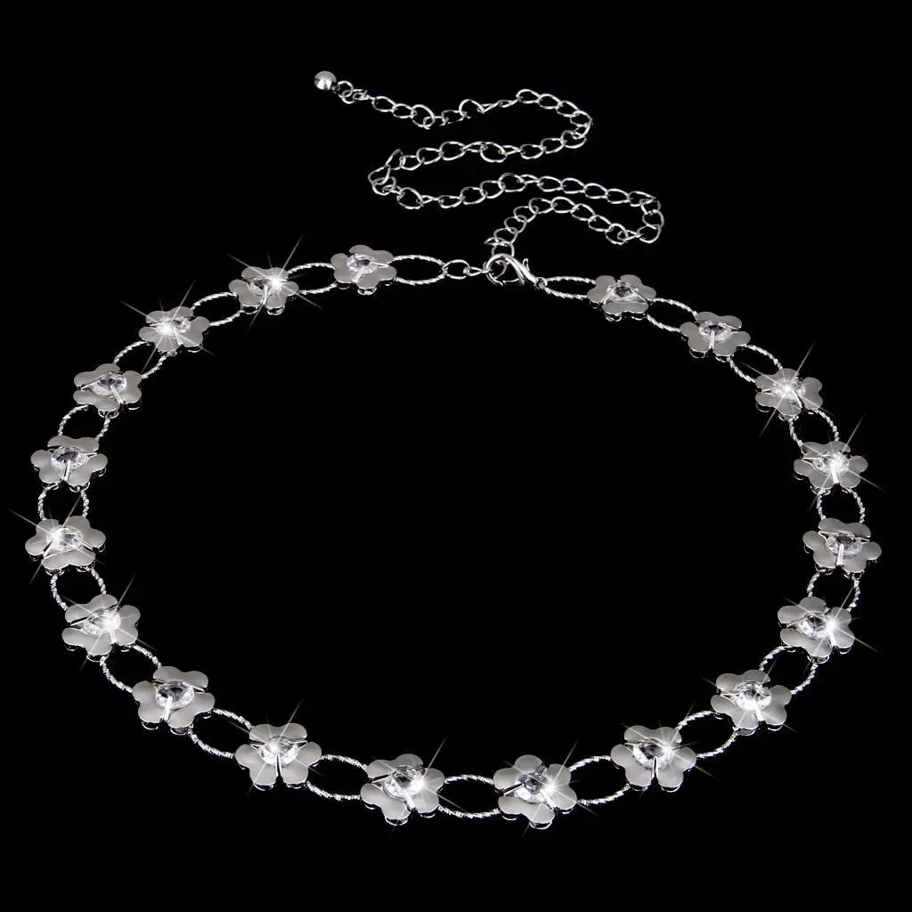 

Sliver Crystal Alloy Flower Beads Ladies Waist Chain/Charm Belt