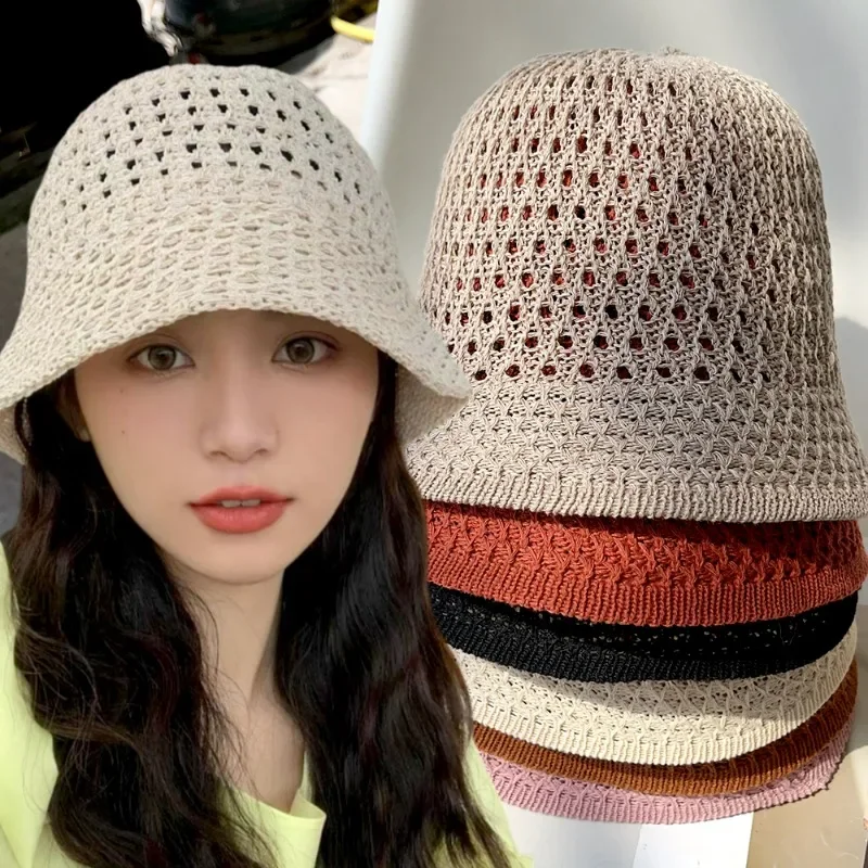 Women's Crochet Floppy Hat - Handmade Summer Bucket Hat, Hollow Out Breathable Beach Cap, Soft Collapsible Sun Hat