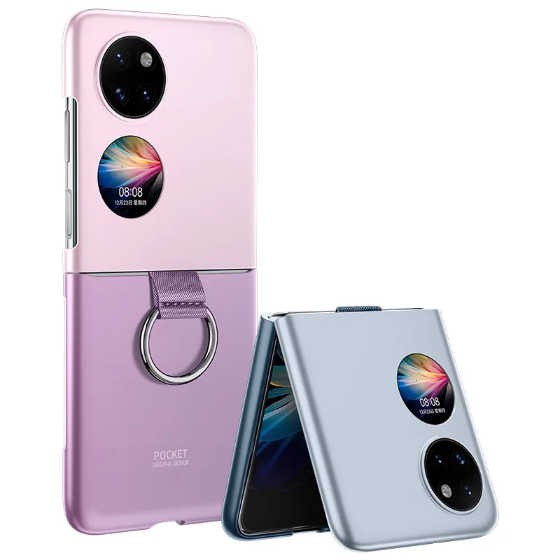 

2022 модный Ультратонкий чехол с кольцом-держателем для Huawei P50, Карманный чехол, противоударный роскошный чехол из поликарбоната для P50Pocket
