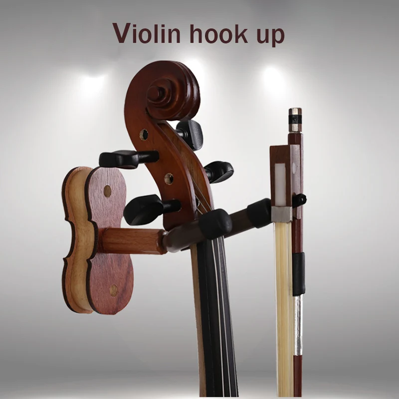 Wall Mount Violin Hanger Ukulele Hooks Rack Home Studio Display Stand Musical Instrument Accessories Fiddle Viola Durable Wood portable ukulele holder stand guitar ukulele stand wooden mini guitarra accessories stand musical strings instrument display