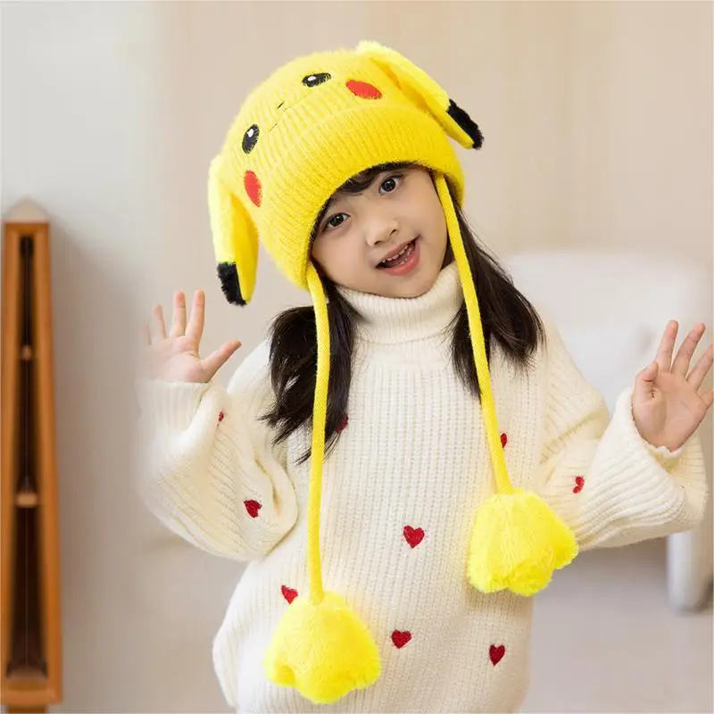 Chapeau de dessin animé Pokémon Pikachu pour enfants, oreilles