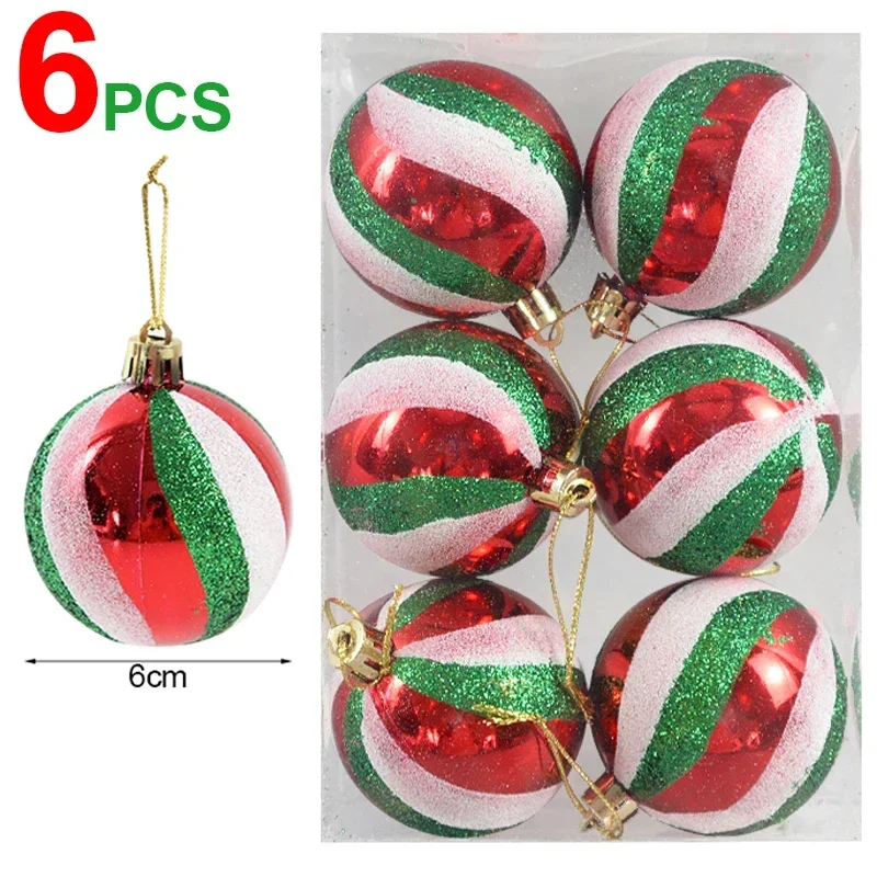 thumbnail image 1 of 6/24 piezas de bolas de colores navideños con purpurina para colgar en el árbol de Navidad, adorno para el hogar, regalo de fiesta de año nuevo, decoración, 1 of 5