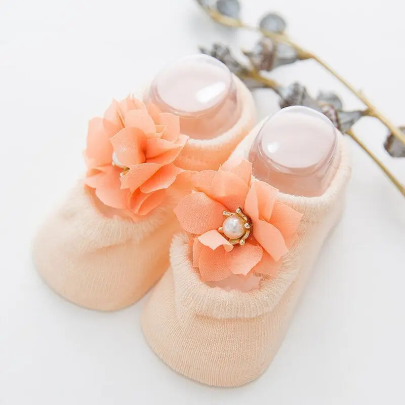 Newborn Baby Girl Sock Bowknot Flower Lace Spring Summer 1 Pair