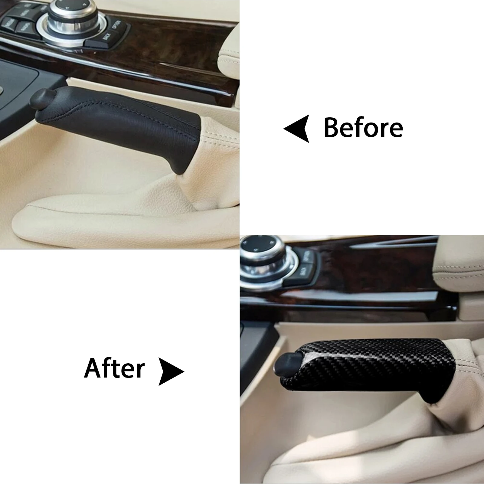 Real Carbon Fiber Handbrake Brake Handle Grip Cover Overlay Molding Trim For BMW E46 E90 E92 F30 F32 F80