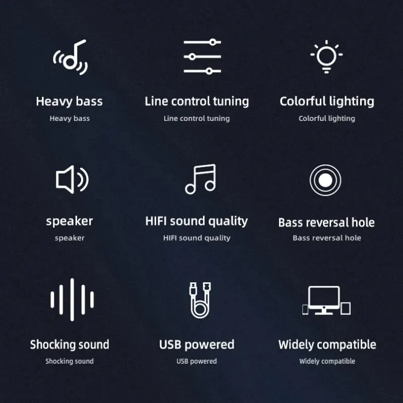 Enceintes PC, caisson de son HIFI, microphone stéréo, USB filaire, avec éclairage LED, pour ordinateur de bureau_voghion.com