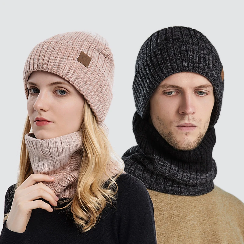 

Panama Men's and Women's Warm Pullover Knitted Baotou Winter Hat with Neckband Fashion Outdoor Woolen Hat Cap H74