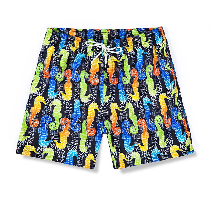 casual shorts for men Summer Seahorse Printed Beach Shorts Men Pattern Workout Shorts Mens Loose Drawstring Shorts Men Board Shorts with Mesh Inside casual shorts for men