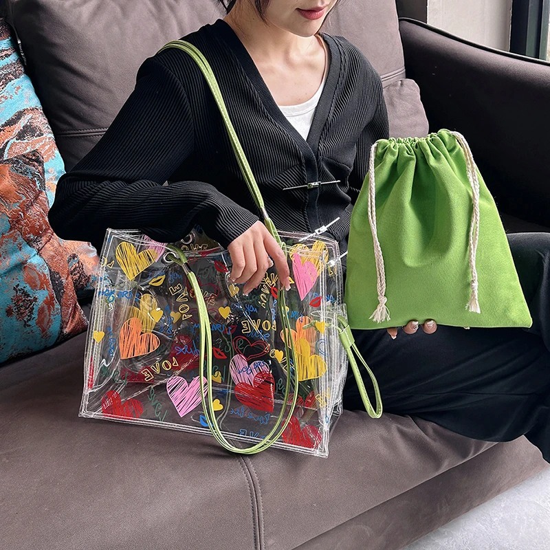 Petit sac à fermeture éclair transparent, sac à main