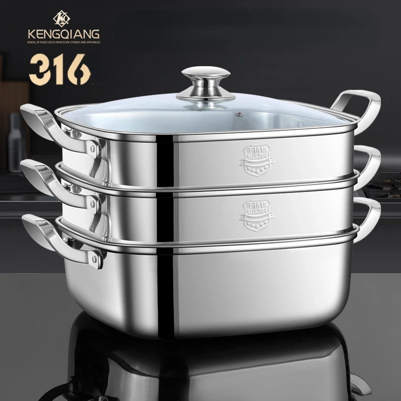 

steamer pot Household 316 stainless steel thickened multifunctional Electromagnetic furnace gas universal