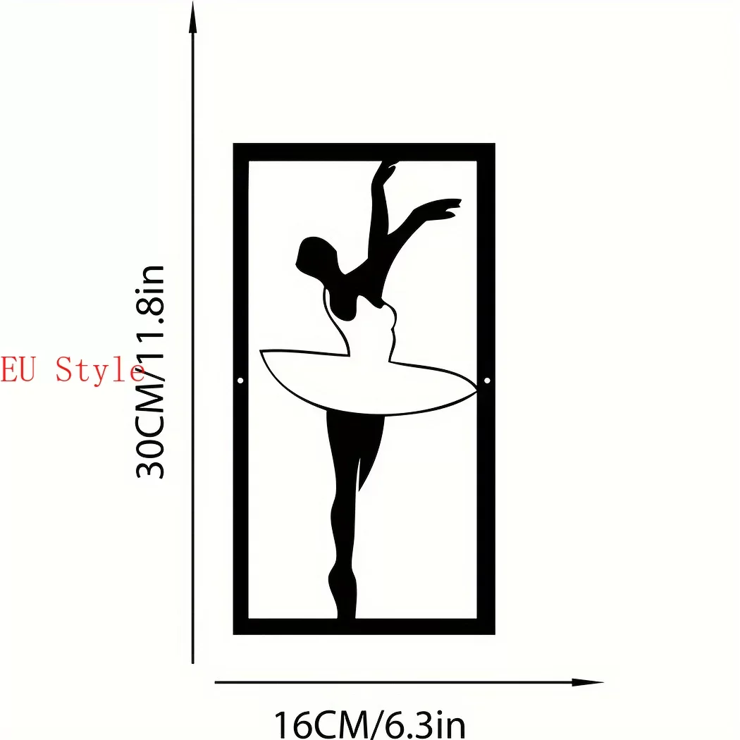 

1pc Ballerina Metal Wall Art Rectangle Metal Hoime Decor Ballet Dancer Wall Hangings Home Room Metal Wall Decor Dancer Art Outdo