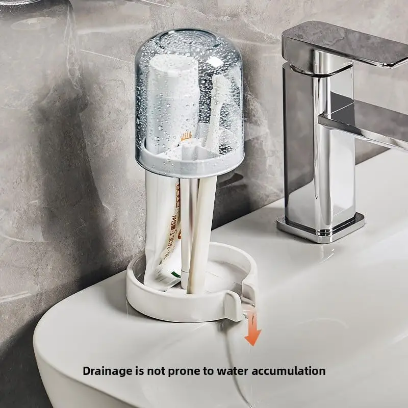 Bathroom Toothbrush And Mouthwash Cup Organizer Storage Set_voghion.com