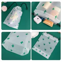 Transparent Drawstring Storage Bag Clothes Underwear Shoes Organizer Pouch Travel Toiletries Cosmetic Cartoon Storage Bag 1