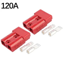 Heavy-Duty Forklift Battery Charging and Energy Storage Connector (2pcs 120A Red)