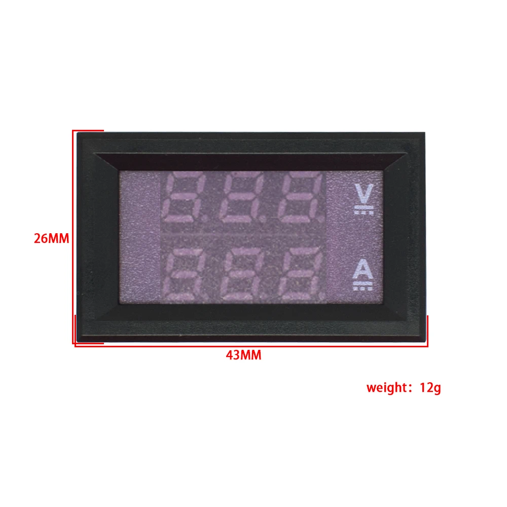 DC 0-100V 10A Digital Voltmeter Ammeter Dual Display Voltage Detector Current Meter Panel Amp Volt Gauge 0.28" Red Blue LED images - 6