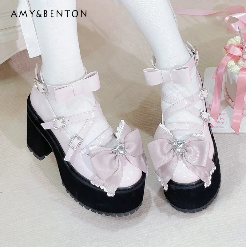 Bow Aesthetic Platform Sandals Japanese Mine Mass-Produced