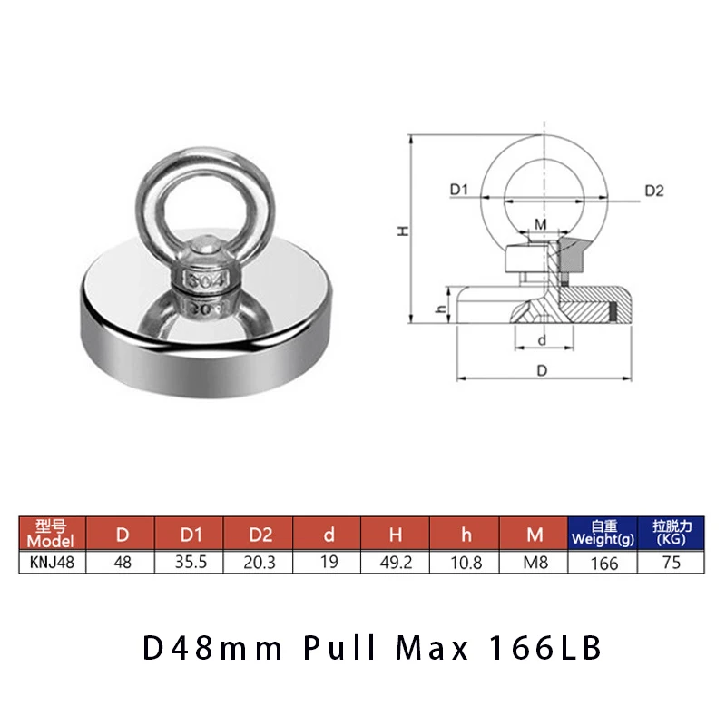 Strong Neodymium Magnet Double Side Search Magnetic hook D48 - D75mm Super  Power Salvage Fishing Magnetic Stell Cup Holder - AliExpress