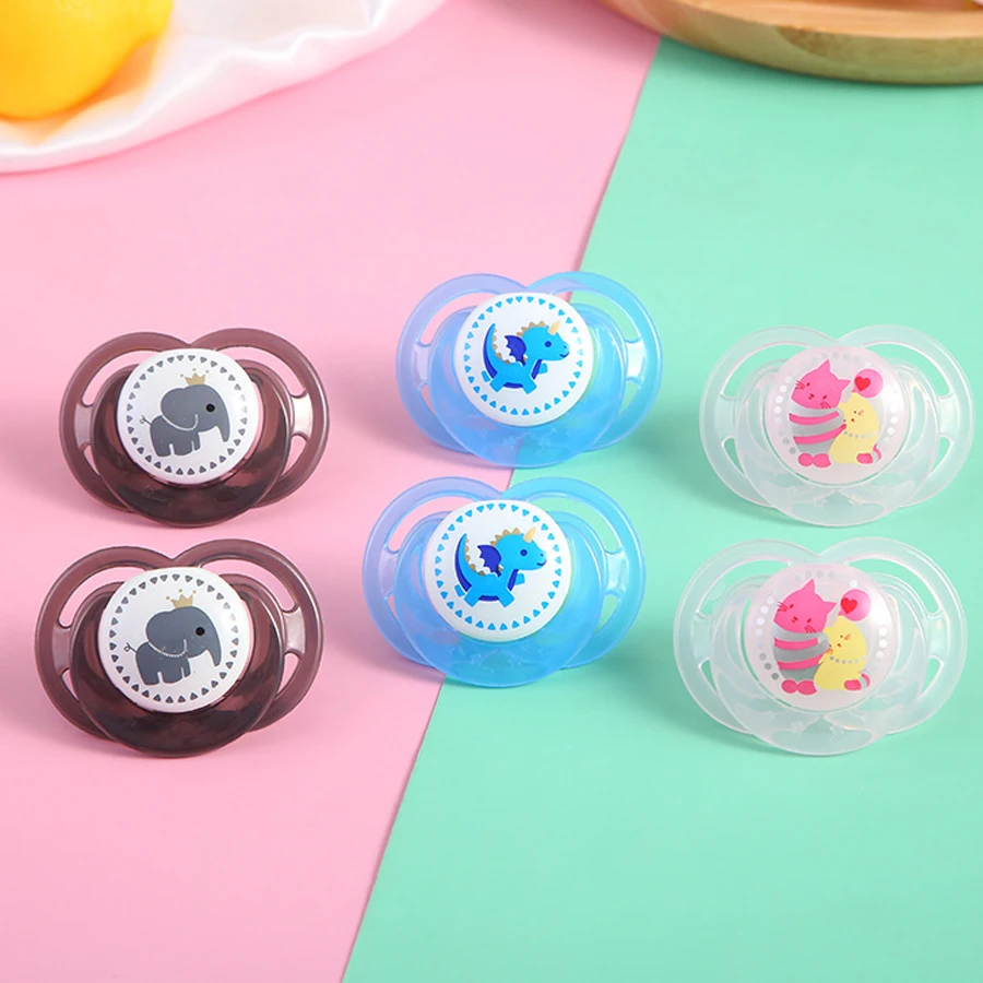 0-3 years old baby newborn cartoon silicone pacifier kitten dinosaur animal Breathable with dust cover